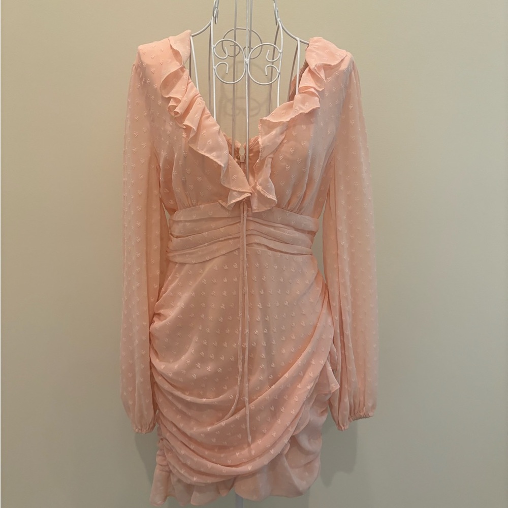 Elegant Peach Ruffle Dress